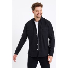 Tarz Cool Erkek Çift Cepli Çıt Çıt Düğmeli Slim Fit Kot Gömlek