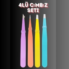 Uni Zer 4lü Cımbız Seti Tüm Ciltler İçin Bakım Amaçlı Kaş Bıyık Temizleme 4 Parça Renkli