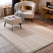 Fresco Antrasit Ekru İskandinav Jüt Yıkanabilir Halı Kilim Balkon Teras Salon Koridor Halısı 23745A