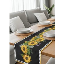 HM Polisaj Siyah Ayçiçeği Şenliği Dijital Baskılı Runner Kumaş 40*140CM