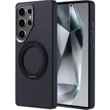 Giz Story Galaxy S25 Ultra Kılıf Magsafe Şarj Özellikli Karbon Fiber Görünümlü Gzst Standlı Troy Kapak -115595