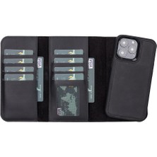 Najmaddin Apple iPhone 13 Pro Uyumlu Deri Cüzdanlı Kılıf Santa G1 Siyah