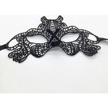 Veralya Siyah Renk Dantel Işlemeli Parti Maskesi Model 2