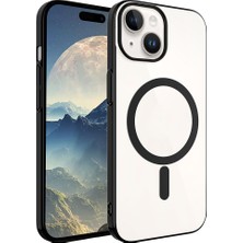Giz Story Apple iPhone 15 Plus Kılıf Gzst Wireless Şarj Özellikli Pixel Magsafe Kapak-Siyah