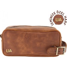 Indispensablely Isme Özel Dopp Ki̇t Ki̇şi̇sel Bakim ve Seyahat Çantasi - Rai̇nbow Deri̇ - AC14004 - Kahverengi̇