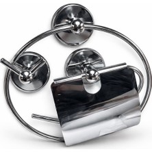 Genel 3’lü Krom Banyo Aksesuar Seti – Duvara Monte Havluluk Askılık Tuvalet Kağıtlığı – Paslanmaz Çelik – Modern Banyo Seti