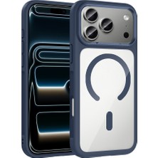 Giz Story iPhone 17 Pro Kılıf M-Safe Şarj Özellikli Metal Kamera Çerçeveli Zore Tiko Kapak - Lacivert