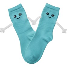 Neşeli Çoraplar El Ele Tutuşan Mavi Atletik Çorap