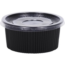 Ambalaj Pazarı Kapaklı Siyah Plastik Çorba Kasesi 14 Oz - 25 Adet