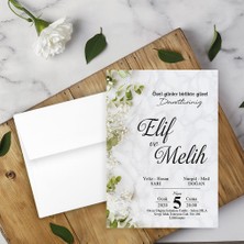 Seyhan Davetiye Beyaz Zarflı Davetiye Düğün - Nişan - Kına - Nikah (500ADET)