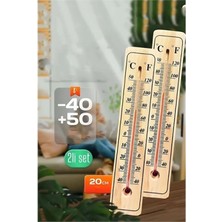 MiraLive Termometre  - Ahşap Duvar Termometresi 2 Li Set