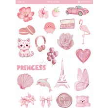 Miray Craft 1 Sayfa Pembe Temalı 12*17 cm Sticker /scrapbook, Bullet Journal, Planlayıcı, Defter Için