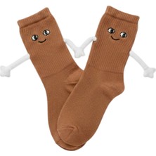 Neşeli Çoraplar El Ele Tutuşan Kahverengi Atletik Çorap