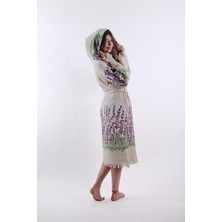 Peştemal Bornoz Müslin Pamuklu Plaj Lavanta Desen 1ADET Unisex Beachwear Kimono Kaftan
