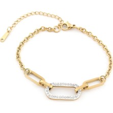 The Originals 316L Çelik Zirkon Zincir Model Bileklik Gold Renk