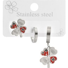 The Originals Çelik Üçlü Yonca Model Gümüş Renk Küpe Set