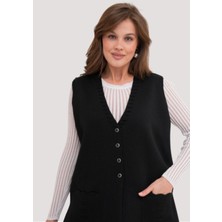 Stilmony Kadın Anne Büyük Beden Triko Düz Model Yelek