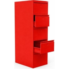 Bahar Çelik Beş Çekmeceli Kırmızı Kartoteks Dolabı