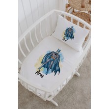 Lilabio Isme Özel %100 Pamuk Lastikli Park Yatak Çarşaf Seti (60X120) Batman