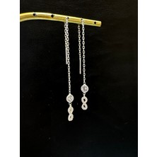 Luna Gümüş Ithal Sonsuzluk Sallantılı Kadın Gümüş Zincir Küpe