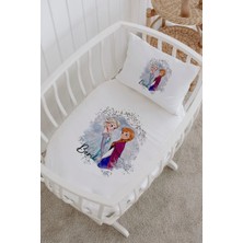 Lilabio Isme Özel %100 Pamuk Lastikli Park Yatak Çarşaf Seti (60X120) Elsa Anna Parıltı