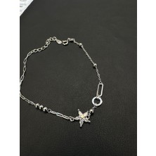 Luna Gümüş Ithal Taşlı Tek Yıldızlı Kadın Gümüş Bileklik