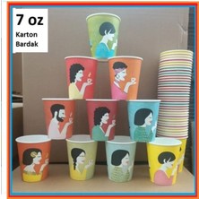 TABAKGROUP Karton Bardak 7 Oz 180 ml Kalın ve Sızdırmaz , Renkli Desenli Çay, Kahve, Nescafe, Soğuk, Sıcak Içecekler Için Uygun Kağıt Bardak