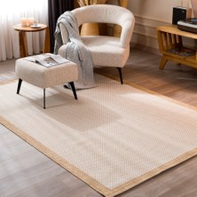 Koza Halı Fresco Ekru Natural Iskandinav Jüt Yıkanabilir Halı Kilim Balkon Teras Salon Koridor Halısı 23745A