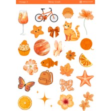 Miray Craft 1 Sayfa Turuncu Temalı 12*17 cm Sticker /scrapbook, Bullet Journal, Planlayıcı, Defter Için