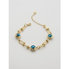 The Originals Kadın Çelik Ataç Model Nazar Boncuklu Gold Renk Bileklik