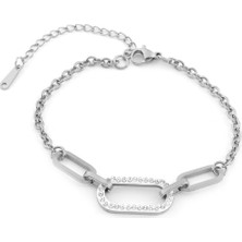 The Originals 316L Çelik Zirkon Zincir Model Bileklik Gümüş Renk