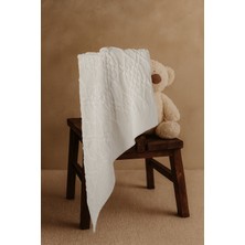 Barine Triko Örgü Bebek Battaniyesi Kırık Beyaz