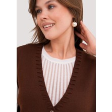 Stilmony Kadın Anne Büyük Beden Triko Düz Model Yelek