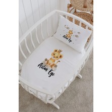 Lilabio Isme Özel %100 Pamuk Lastikli Park Yatak Çarşaf Seti (60X120) Taçlı Aslan