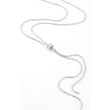 The Originals Ithal Vip Zirkon Taşlı Tasarım Zincir Y Dekolte Kolye Gümüş Renk