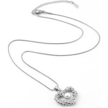 The Originals 316L Çelik Örgü Kalp Figürlü Inci Detaylı Gümüş Renk Kolye 45CM