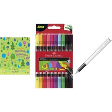 Faber-Castell Çift Uçlu Neon Keçeli Kalem, 10 Renk, Ince ve ... +2 Parça Fırsat Seti