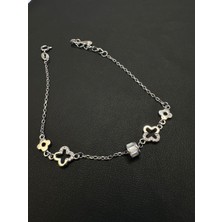 Luna Gümüş Ithal Taşlı Hareketli Disk Yonca Kadın Gümüş Bileklik