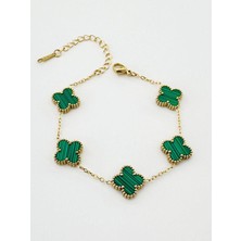 The Originals Kadın Çelik Yonca Model Yeşil Bileklik Gold Renk
