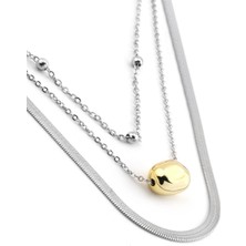 The Originals Kadın Çelik Üçlü Zincirli Gold Figürlü Gümüş Renk Kolye