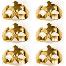 Zero Land Storozde Altın Metalize Renk Düz Balo Parti Maskesi 6 Adet