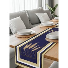 HM Polisaj Lacivert Buğday Fısıltısı Dijital Baskılı Runner Kumaş 40*140CM