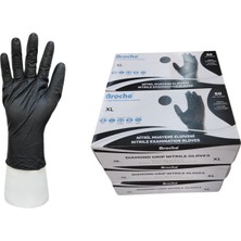 Broche Elmas Dokulu Ekstra Kalın Nitril Siyah Eldiven Xl Beden 6'lı Paket