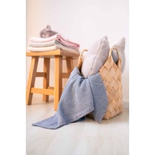 Barine Yünlü Balıksırtı Desenli Bebek Battaniyesi Lacivert