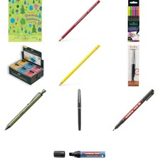 Faber-Castell 5 Renkli Kalemi Poli Kromos Mine 3,8 mm Yağlı ... +9 Parça Fırsat Seti