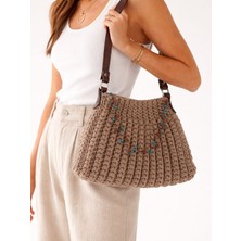 Vela El Yapımı Kordon Ip Örgü Omuz Çantası – Boncuk Detaylı Şık Tasarım