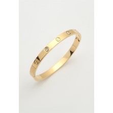 The Originals Kadın Çelik Kelepçe Bileklik Taşlı Gold Renk