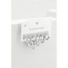 The Originals Çelik Altılı Love Gümüş Renk Küpe Set