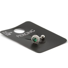 The Originals 316L Cerrahi Çelik Tragus Piercing Yeşil Zirkon Taşlı