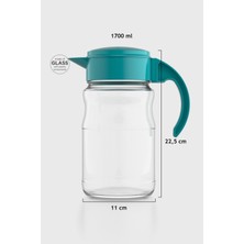 Renga Spiro 1700 ml Turkuaz Kapaklı Cam Sürahi 111031